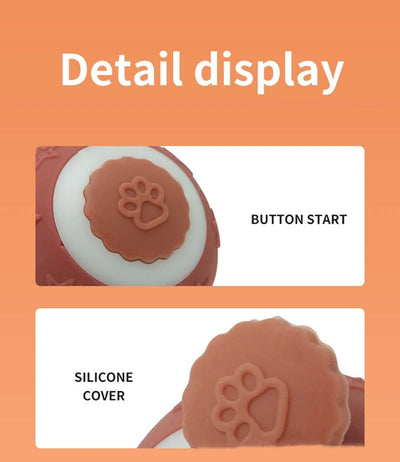 Blue smart ball cat toy with a glowing paw print and star patterns for interactive pet play. - Image 11