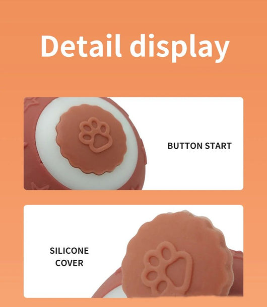 Blue smart ball cat toy with a glowing paw print and star patterns for interactive pet play. - Image 11
