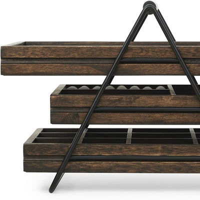 Organizador de Joyas de Madera con 3 Niveles - Perchero para Aretes, Collares y Relojes - Image 5