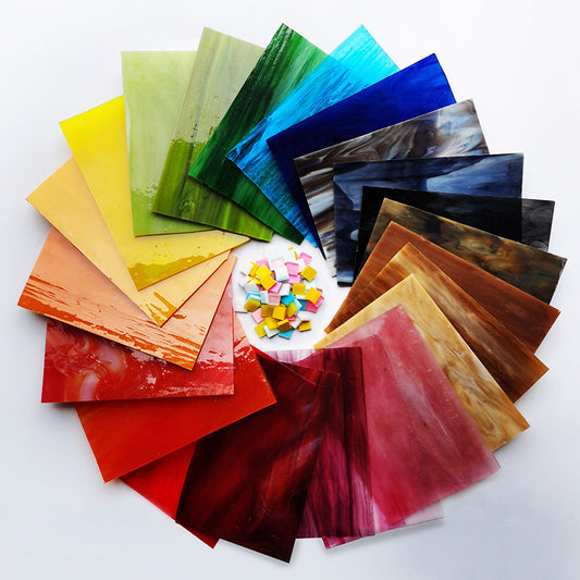 Fragmentos de Mural de Mica Vidrio Coloreado Transparente Hecho a Mano