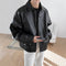 Chaqueta Beisbolera de Cuero Coreana para Hombre