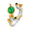 S925 Plateado Emerald Elegant Alloy Ring Verde