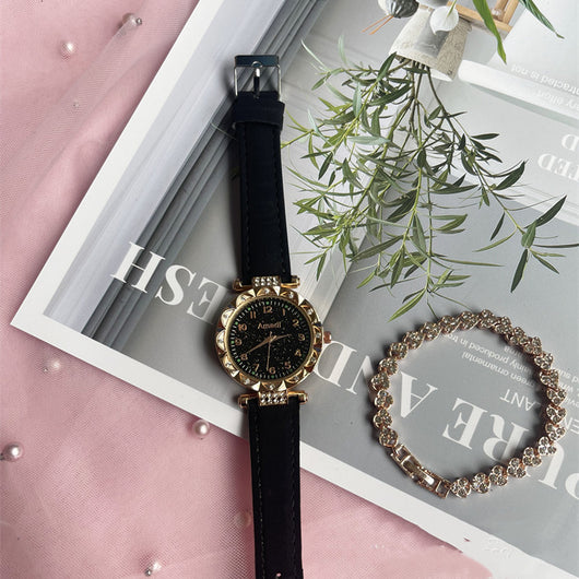 Conjunto de Reloj Frosted Estrellado y Cinturón de Dos Piezas - Image 17