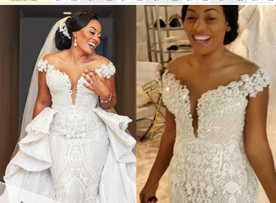 Vestido de Novia Sirena Desmontable con Encaje - Importación Mayorista Africana - Image 7
