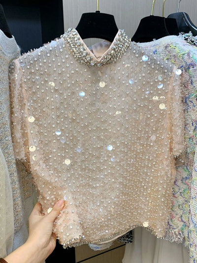Playera Mujer Verano con Lentejuelas y Diamantes Incrustados - Image 8
