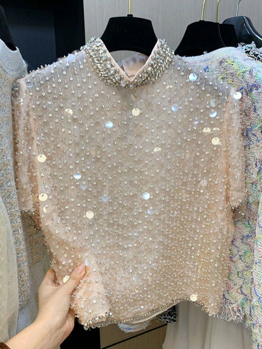 Playera Mujer Verano con Lentejuelas y Diamantes Incrustados - Image 8