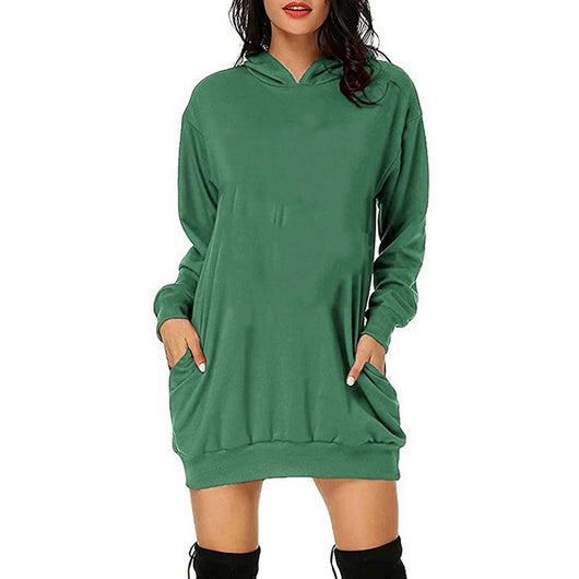 Suéter Vestido Holgado de Color Sólido con Mangas Largas - Image 11