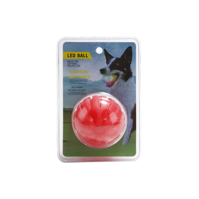 Orange LED pet ball in clear packaging, with a dog on the insert holding a glowing ball in its mouth. - Image 12