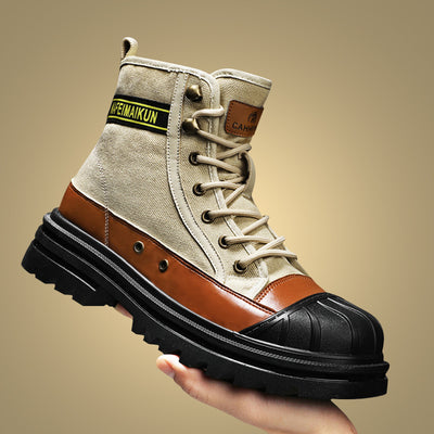 Botas de Trabajo Casual con Suela Gruesa - Estilo Motociclista Versátil para Hombre - Image 11