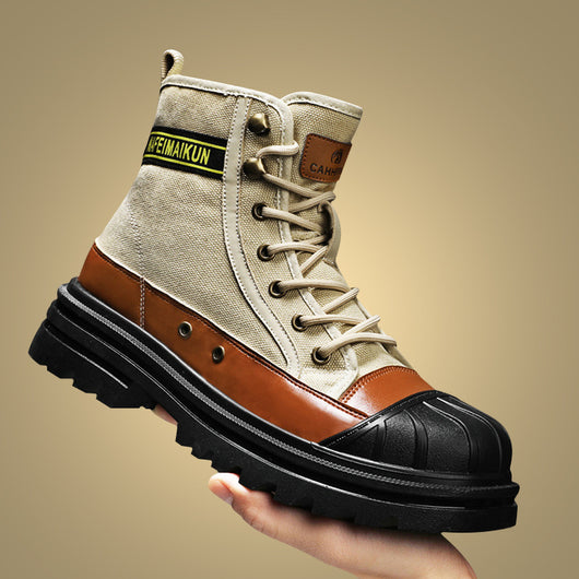 Botas de Trabajo Casual con Suela Gruesa - Estilo Motociclista Versátil para Hombre - Image 11