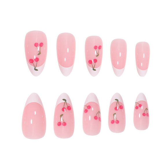 Uñas Postizas Almendra Cereza - Diseño Femenino y Duradero