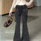 Jeans Acampanados Lavados Estilo Vintage con Múltiples Bolsillos