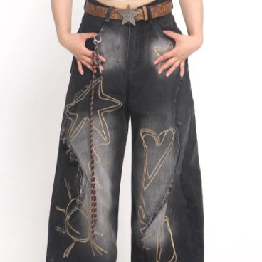 Jeans Deconstructidos con Bordado para Mujer, Colección Otoño