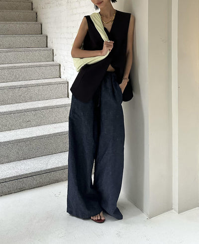 Pantalones Vaqueros Anchos con Cintura Elástica y Cordón Ajustable - Image 15