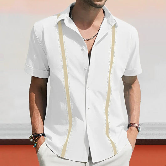 Camisa Manga Corta con Cuello Contrastante para Hombre