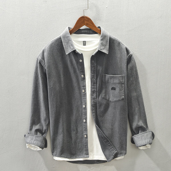 Camisa Casual de Manga Larga con Acabado Cepillado para Hombre