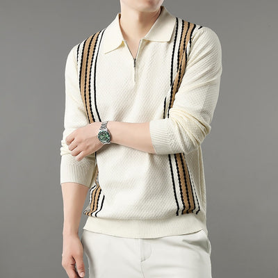 Suéter de Punto Colorblock con Cuello y Cierre Medio Cremallera para Hombre - Image 13