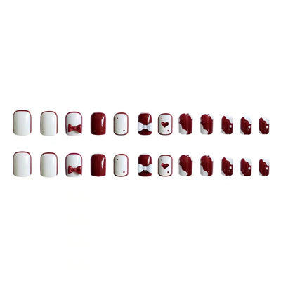 Uñas Postizas Removibles Diseño Fresa Corazón Mariposa Cortas - Image 46