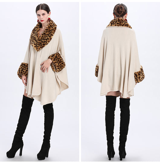 Capa Suelta Elegante con Cuello de Piel de Zorro para Mujer Talla Grande - Image 11