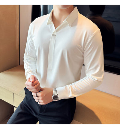 Camisa Manga Larga Cuello V sin Planchado - Image 15