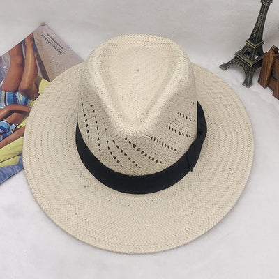 Sombrero Jazz de Paja con Cinta Rayada y Ala Plana - Image 17