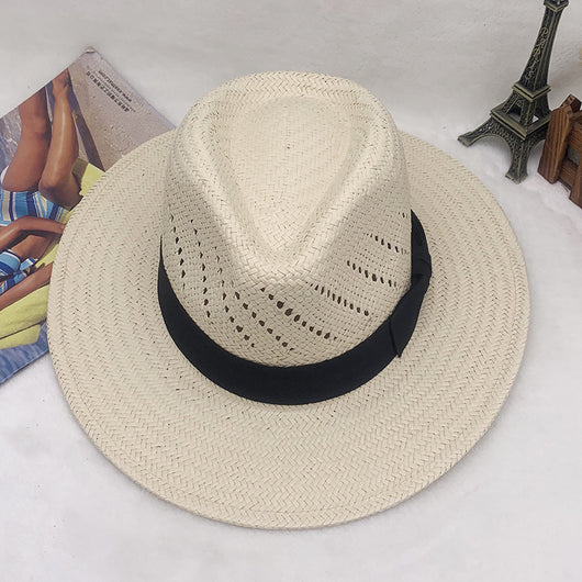Sombrero Jazz de Paja con Cinta Rayada y Ala Plana - Image 17