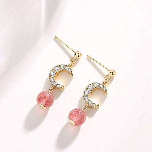 Aretes de Cristal Natural Fresa para Mujer - Image 7