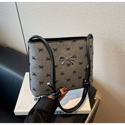 Bolsa Crossbody de Lona con Lunares y Moño Fashion - Image 34