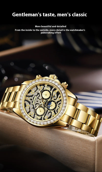 Reloj Mecánico Automático Hombre con Calendario Sol Luna Estrella Resistente al Agua - Image 12