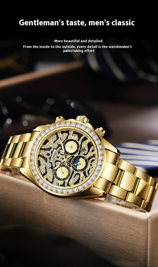 Reloj Mecánico Automático Hombre con Calendario Sol Luna Estrella Resistente al Agua - Image 12