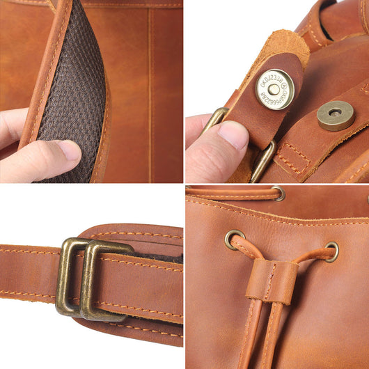 Mochila de Cuero Genuino Estilo Retro con Gran Capacidad para Hombre - Image 22