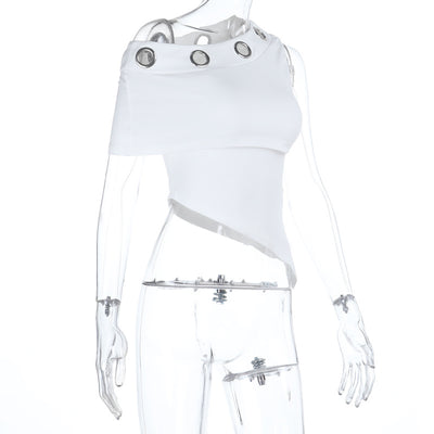 Top Cropped Ajustado con Hombros Sesgados y Espalda Abierta - Image 8