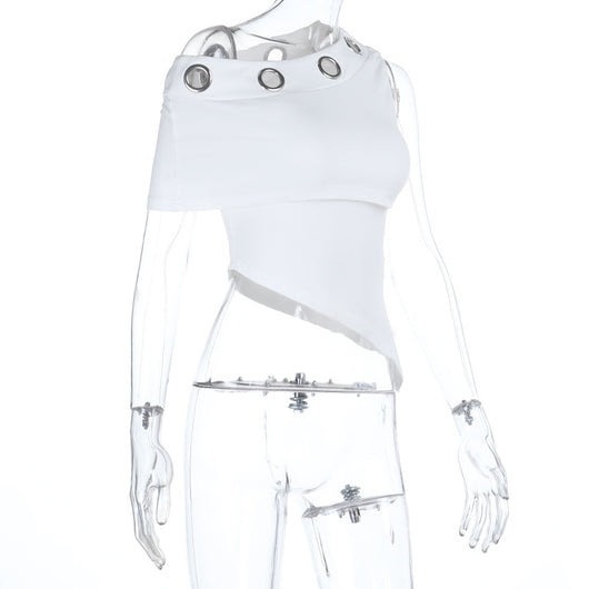 Top Cropped Ajustado con Hombros Sesgados y Espalda Abierta - Image 8