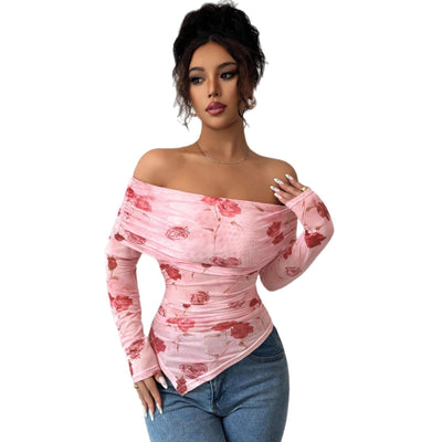 Blusa Asimétrica Ajustada con Volantes y Estampado Versátil - Image 5