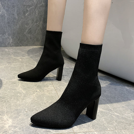 Tacones Altos Puntiagudos con Caña Elástica Ajustable - Image 7