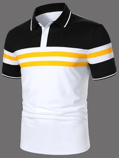 Polo Manga Corta a Rayas para Hombre - Diseño Clásico con Botones - Image 3