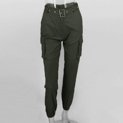 Pantalón Cargo Ajustado de Talle Alto con Puños Ceñidos - Image 10