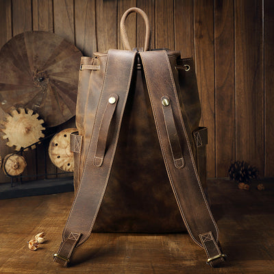 Mochila de Viaje Vintage en Cuero Crazy Horse para Hombre - Image 7