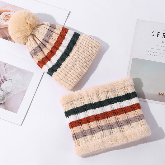 Gorro Tejido Grueso a Rayas con Combinación de Colores para Mujer - Image 12