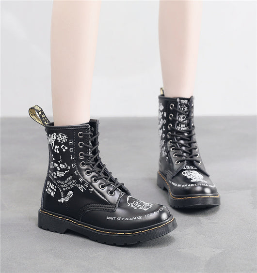 Botas de Cuero Personalizadas con Calavera Graffiti - Motociclista Unisex - Image 19