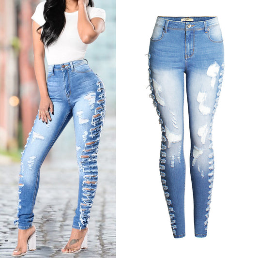 Pantalones Vaqueros Slim Fit Rotos para Mujer con Stretch