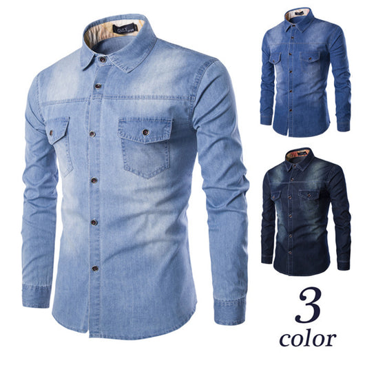 Camisa Vaquera Talla Grande Hombre Bolsillos Dobles Manga Larga Slim - Image 8