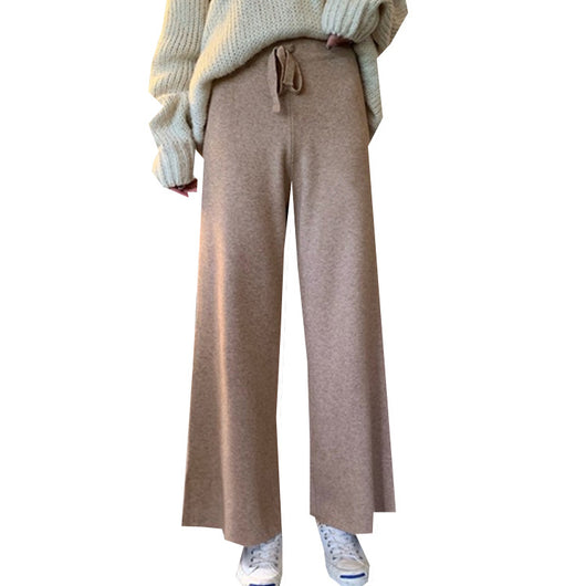 Pantalones Anchos de Punto Suelto con Nueve Puntos de Caída - Image 10