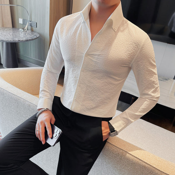 Camisa Manga Larga Hombre Estilo Británico Casual Ejecutivo