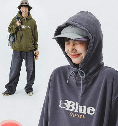 Sudadera con Capucha Vintage Lavada para Parejas - Image 12