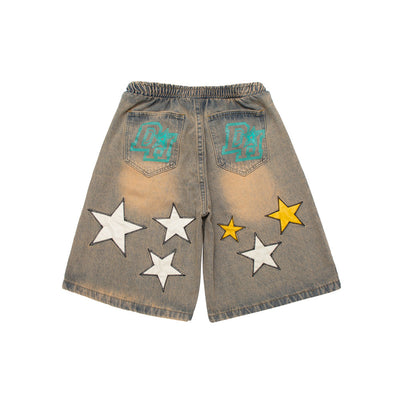 Shorts de Mezclilla con Parche Bordado Pentagrama para Hombre - Image 3