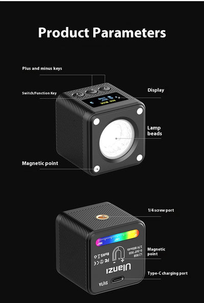 Luz de Relleno Magnética Mini LED Full Color con Batería de Litio - Image 13