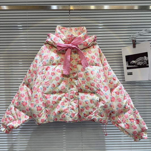 Chaqueta Acolchada de Algodón con Flores Pintadas a Mano para Niñas - Image 2