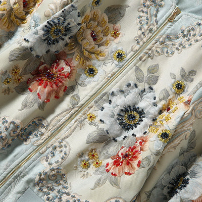 Chaqueta Beisbolera Larga con Peonia Cristalizada y Bordado en Relieve para Mujer - Image 15