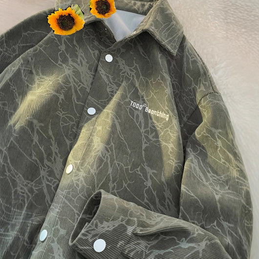 Camisa de Pana Bordada Estilo Retro Americano Premium para Hombre - Image 3